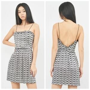 ZARA Womens Metallic Silver Checkered Mini Dress Size Medium Date Night Low Back